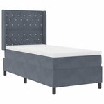 vidaXL Lit à ressorts avec matelas Gris foncé 90 x 200 cm Velours