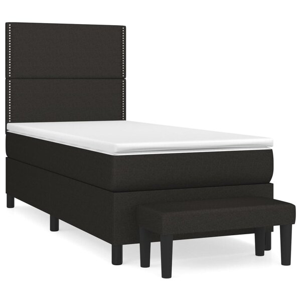 vidaXL Sommier à lattes de lit avec matelas Noir 100x200 cm Tissu