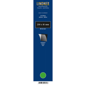 Bandes simple soudure 210 x 41 mm pour timbres-poste. Fond - Noir