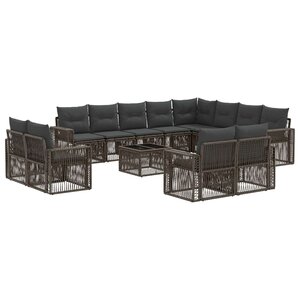 vidaXL Ensemble de canapé de jardin 13 Pièces Gris et Gris foncé