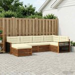 vidaXL Ensemble de canapés d'extérieur 6 Pièces Naturel et Crème