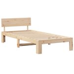 vidaXL Cadre de Lit avec Tête de Lit 75x190 cm en Bois de Pin Massif