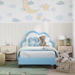 vidaXL Cadre de lit pour enfants avec tête de lit Bleu 80 x 160 cm PU