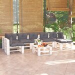 vidaXL Salon de jardin palette 8 Pièces avec coussins bois de pin