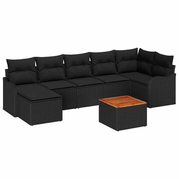 vidaXL Ensemble de canapé de jardin 8 Pièces Noir Poly rotin