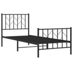 vidaXL Cadre de lit métal avec tête de lit/pied de lit noir 80x200 cm