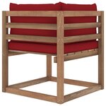 vidaXL Canapé d'angle palette de jardin avec coussins rouge bordeaux