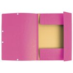EXACOMPTA - Chemise a élastique - 3 rabats - 24 x 32 - Carte lustrée 390G - Rose fushia