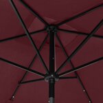 vidaXL Parasol de jardin avec LED et mât en acier rouge bordeaux 2x3 m