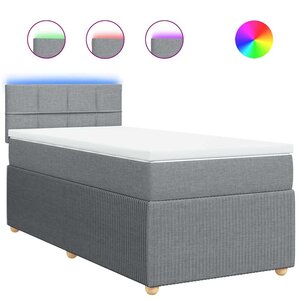 vidaXL Sommier à lattes de lit et matelas Gris clair 90x190 cm Tissu