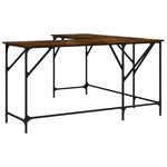 Bureau table poste de travail meuble d'ordinateur informatique étude chêne fumé 149 x 149 x 75 cm bois d'ingénierie brun 02_0023588