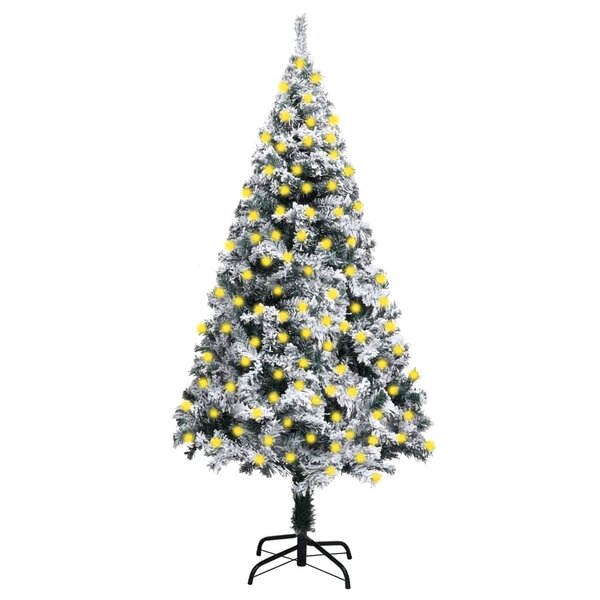 vidaXL Sapin de Noël artificiel pré-éclairé et flocons de neige vert
