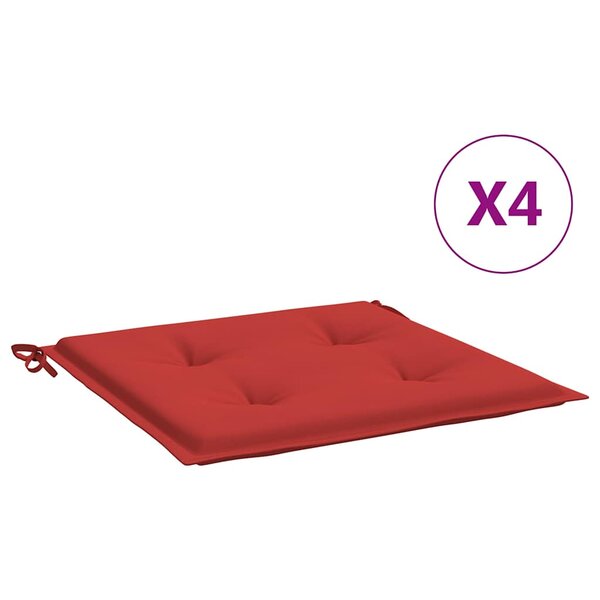 vidaXL Coussins de chaise jardin lot de 4 rouge 50x50x4cm tissu oxford
