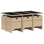 vidaXL Ensemble à manger de jardin coussins 7 Pièces mélange beige rotin