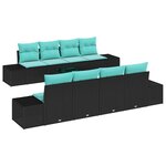 vidaXL Ensemble de canapé de jardin 9 Pièces Noir et turquoise polyrotin
