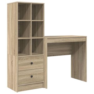 vidaXL Bureau avec tiroir avec étagère 2 Pièces Chêne Sonoma