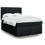 vidaXL Sommier à lattes de lit avec matelas Noir 140x190 cm Tissu