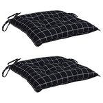 vidaXL Coussins de chaise lot de 2 carreaux noir 40x40x7 cm tissu