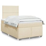 vidaXL Sommier à lattes de lit avec matelas Crème 120x200 cm Tissu