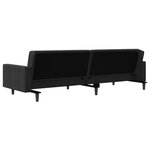 vidaXL Canapé-lit 2 places 2 oreillers et repose-pied Noir Velours