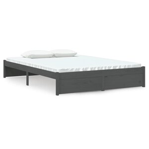 vidaXL Cadre de lit Gris Bois massif 140x190 cm