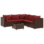 vidaXL Salon de jardin 6 Pièces avec coussins Marron Résine tressée