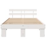 vidaXL Cadre de lit avec tête de lit blanche 120x200 cm Bois massif de pin