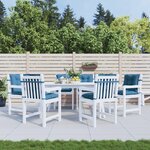 vidaXL Coussins de chaise à dossier bas lot de 6 bleu mélangé tissu