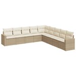 vidaXL Salon de jardin avec coussins 9 Pièces beige résine tressée