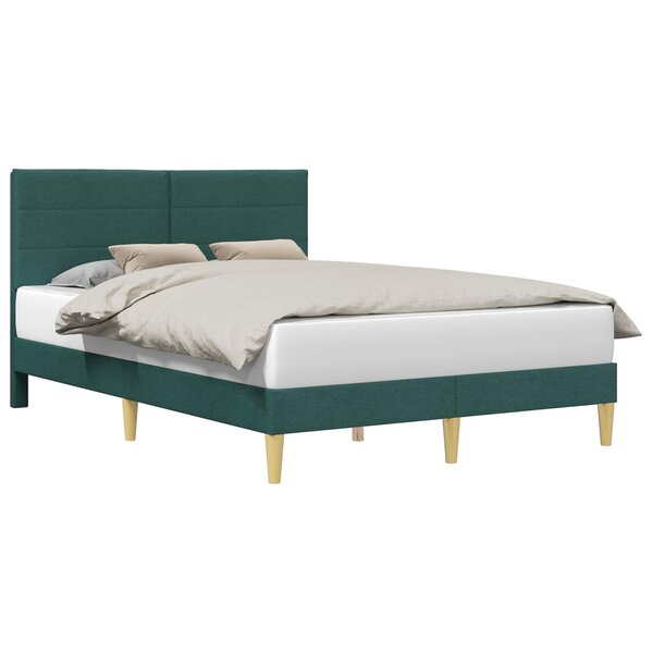 vidaXL Cadre de lit avec tête de lit Vert foncé 140 x 190 cm Tissu