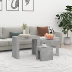 vidaXL Tables basses gigognes 3 Pièces Gris béton Bois d'ingénierie