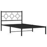 vidaXL Cadre de lit métal avec tête de lit noir 107x203 cm