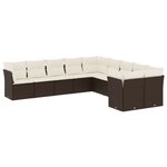 vidaXL Salon de jardin 10 Pièces avec coussins marron résine tressée
