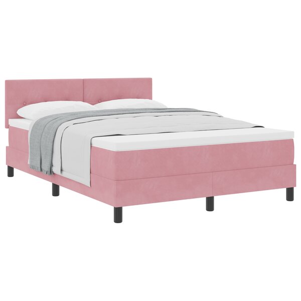 Lit à ressort vidaXL avec matelas Rose 160x200 cm Velours