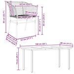 vidaXL Ensemble à manger de jardin 7Pièces noir poly rotin verre