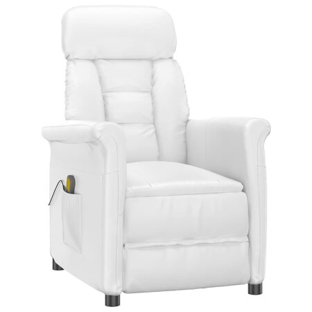 vidaXL Fauteuil de massage blanc similicuir