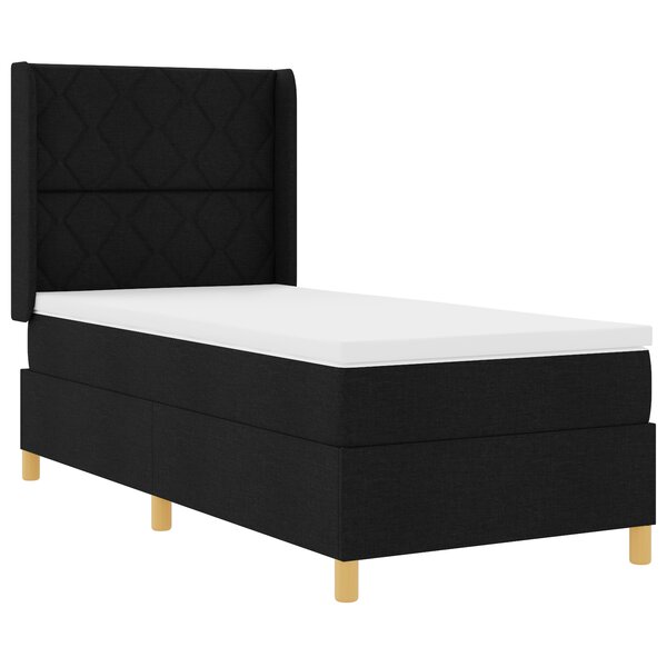 vidaXL Lit Box Spring avec Matelas Noir 100x200 cm Tissu