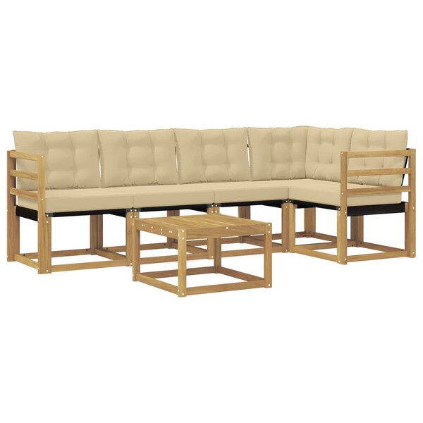 vidaXL Ensemble de canapés d'extérieur 6 Pièces Blanc et Beige