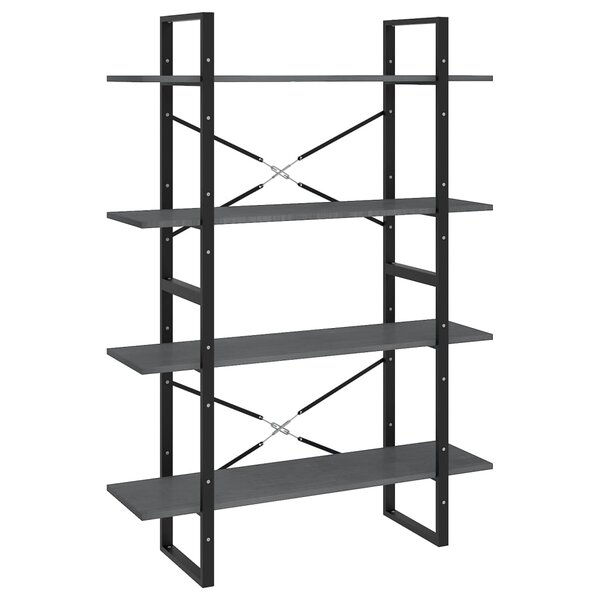 vidaXL Bibliothèque à 4 niveaux Gris 100x30x140 cm Bois de pin massif