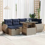 vidaXL Salon de jardin avec coussins 7Pièces marron résine tressée acacia
