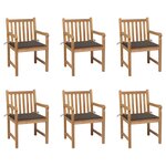 vidaXL Chaises de jardin lot de 6 et coussins taupe Bois teck massif
