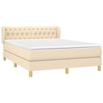 vidaXL Sommier à lattes de lit avec matelas Crème 140x190 cm Tissu