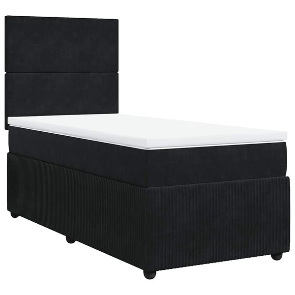 vidaXL Sommier à lattes de lit et matelas Noir 80x200 cm Velours