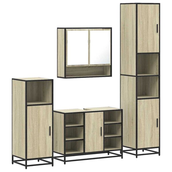 vidaXL Ensemble de meubles de salle de bain 4 Pièces chêne sonoma