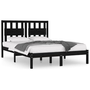 vidaXL Cadre de lit sans matelas noir bois massif 200x200 cm