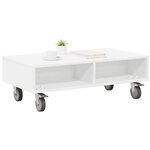 vidaXL Table d'appoint avec roues Blanc 90 x 50 x 30 cm