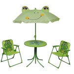 vidaXL Ensemble de bistro avec parasol pour enfants 3 Pièces Vert