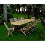 Le Tanimbar : salon en teck massif 12/14 personnes, comprenant 1 table ovale et 10 chaises