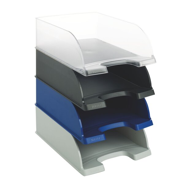 Corbeille à courrier leitz maxi format plus jumbo cristal - lot de 4 - translucide