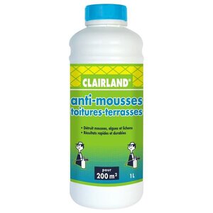 CLAIRLAND Anti-Mousses, algues et lichens sur toitures, terrasses, dallages et murs - Concentré a diluer - 1 L